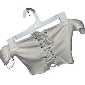Forever 21 Women’s Small - White Lace Up Crop Top - Tube Top Fit NWOT